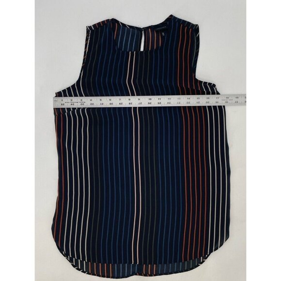 Who What Wear Striped Hi Low Chiffon Boho  Keyhole Back Blouse Sz XS Side Slits - Picture 10 of 10